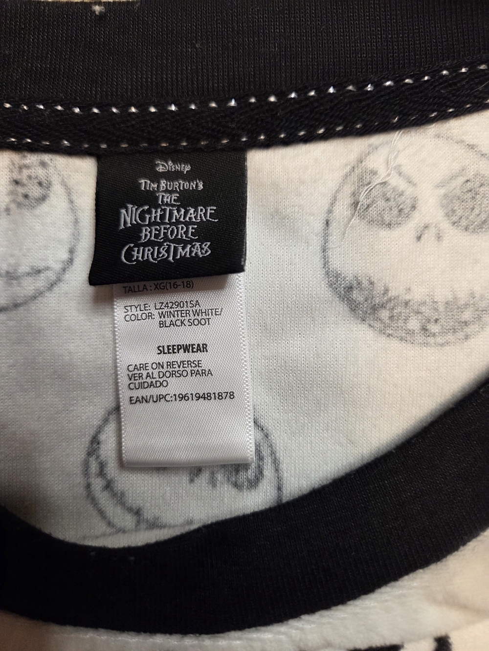 Disney Nightmare Before Christmas Jack Skellington Pajama Set XL Gothic Punk - Picture 4 of 14